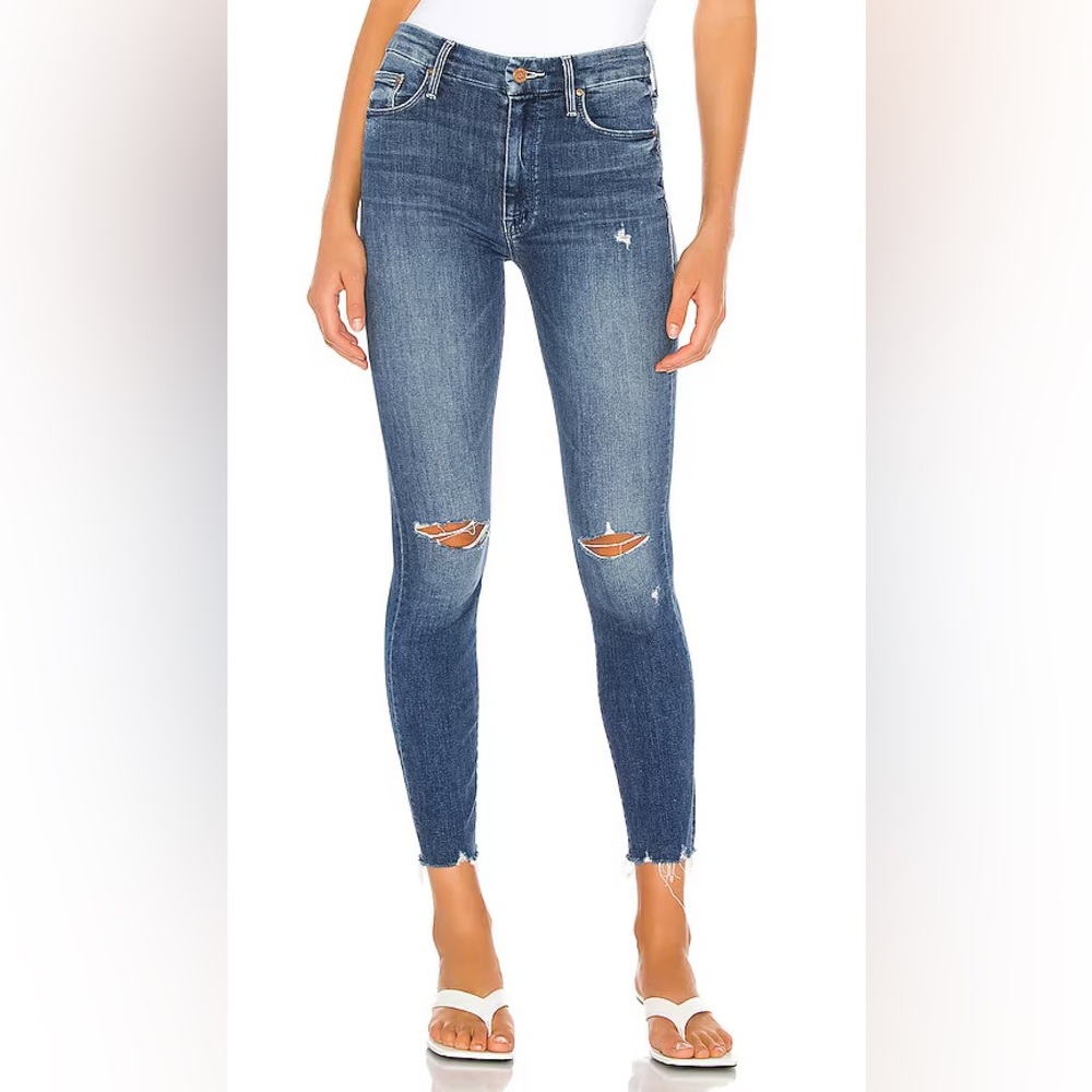 MOTHER High Waisted Looker Ankle Fray